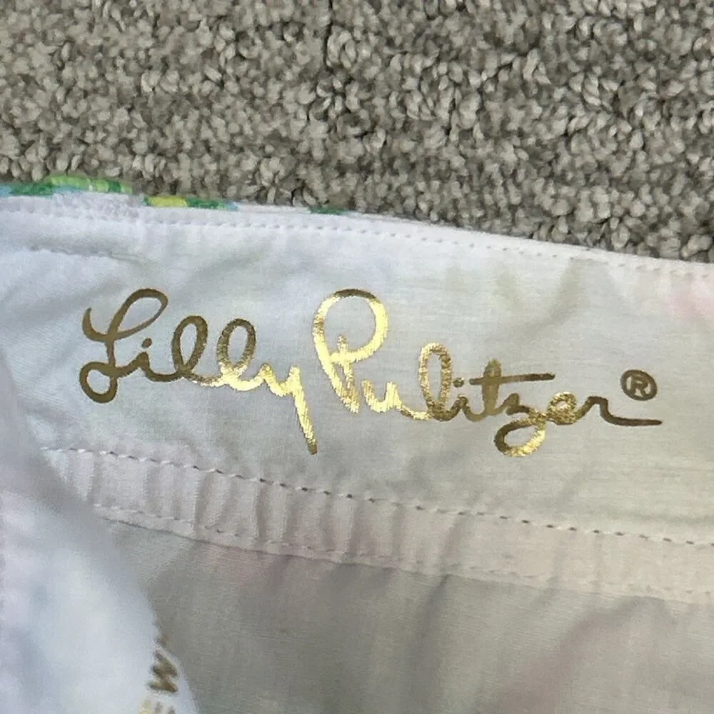 Lilly Pulitzer Walsh Shorts Womens 00 Coconut Jungle Summer Beach Pink Green